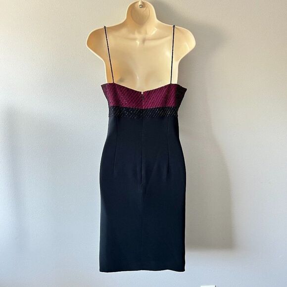 Niteline By Nahdree Vtg Black/Purple Beaded Cocktail Dress Size 12 - Picture 3 of 8